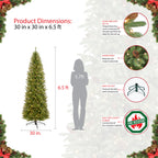 Puleo International 6.5 ft. Pre-lit Fraser Fir Pencil Artificial Christmas Tree with 250 UL listed Clear Lights