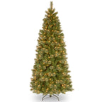 National Tree Company 7 1/2' Tacoma Pine Slim Hinged Tree with 500 Clear Lights