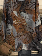 Leaf Print Casual Long-sleeved Blouse