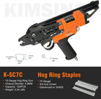 Kamsin K-SC7C 15 GauPneumatic C Ring Gun, 3/4-Inch 4.8mm Closure Diameter Hog Ring Staples, Automatic Hog Ring Plier, Hog Ring Tool for Fencing (K-SC7C C Ring Gun)