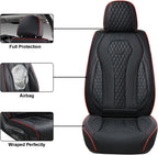 Coverado Leather Seat Covers Front, 2-Pack Universal Seat Covers for Cars, Waterproof Luxury Leatherette Car Seat Cushions, Auto Car Seats Protectors, Driver Seat Covers Fit for Most Vehicles Red line