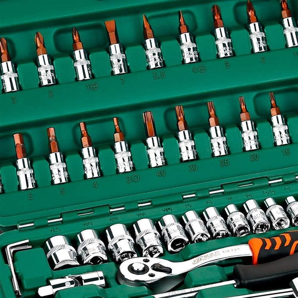 Tool 46Pcs Professional Spanner Socket Set 1/4inch Screwdriver Ratchet Wrench Set Kit Car Repair Tools Combination Hand Tool Set Universal Hand Tools Drill Bike
