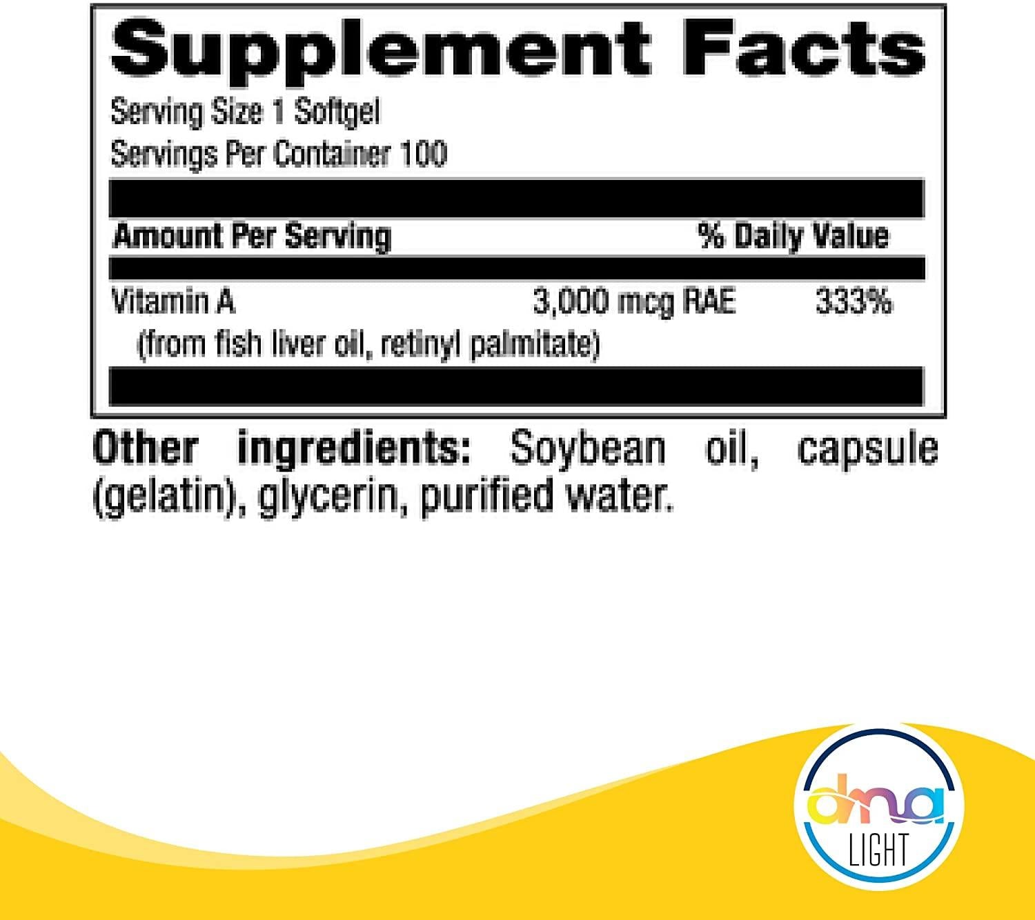 DNA Light Vitamin A (100 Count (Pack of 1))