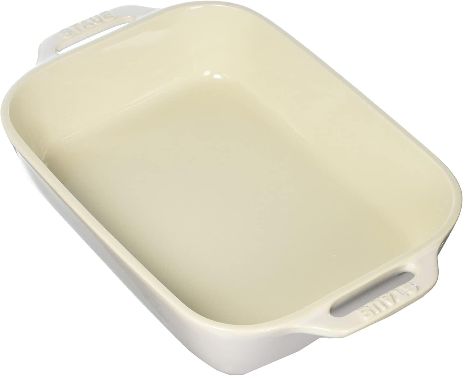 STAUB Ceramics Rectangular Baking Dish, 10.5x7.5-inch, Rustic Ivory