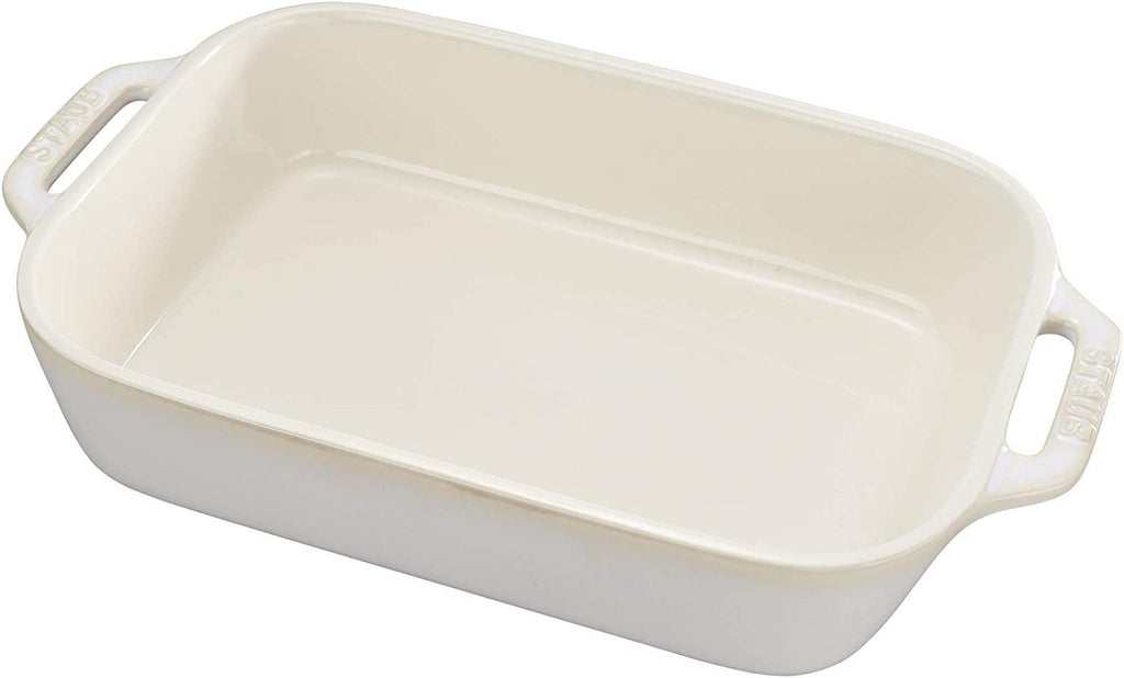 STAUB Ceramics Rectangular Baking Dish, 10.5x7.5-inch, Rustic Ivory