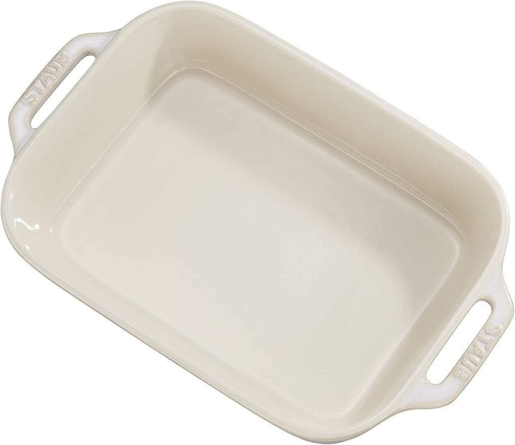 STAUB Ceramics Rectangular Baking Dish, 10.5x7.5-inch, Rustic Ivory