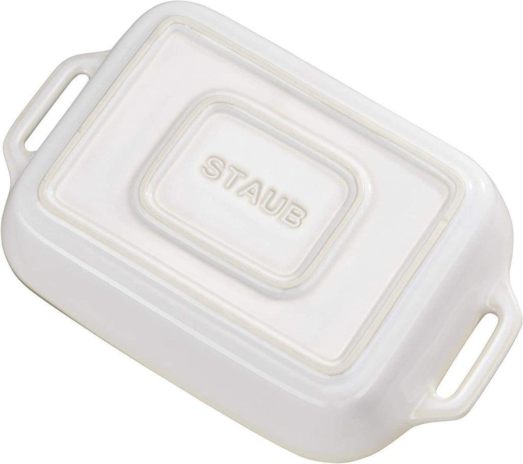 STAUB Ceramics Rectangular Baking Dish, 10.5x7.5-inch, Rustic Ivory