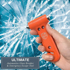 Swiss Safe 5-in-1 Car Safety Hammer, Emergency Escape Tool with Car Window Breaker and Seatbelt Cutter, Orange, 2 Pack