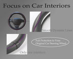 Gomass Car Steering Wheel Cover, Anti-Slip, Safety, Soft, Breathable, Heavy Duty, Thick, Full Surround, Sports Style (Black with Purple line)