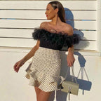 ruffled high-waisted mini skirt