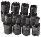3/8 In Dr 6 Pt Swivel Universal Flex SAE Fractional Impact Socket Set 8-Pc