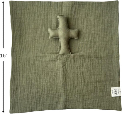 Cross Lovey, Cross Security Blanket, Christian Lovey, Christian Baby Gift, Baptism Gift, Easter Gift, Newborn Baby Gift, Blessing Blanket, Christian Gift (Olive)