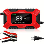 12V 6 Amp Intelligent Automatic Battery Charger/Maintainer With LCD Screen, Impulse Repair &amp; Summer/Winter Modes