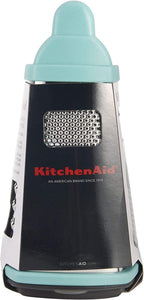 KitchenAid Gourmet 4-Sided Stainless Steel Box Grater with Detachable Storage Container, 10 inches tall, Aqua