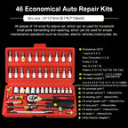 46pcs Car Repair Tool Kit: Ratchet Torque Wrench, Spanner, Screwdriver, Socket Set Combo - Perfect For Bicycle &amp; Auto Repairing!