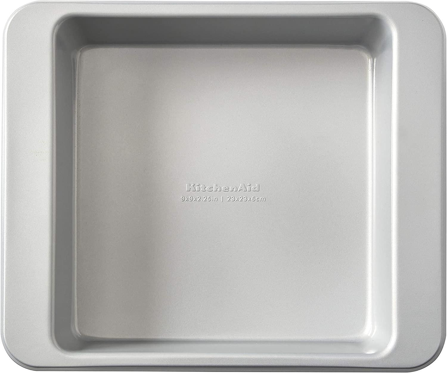 KitchenAid Nonstick Aluminized Steel Square Cake Pan, 9-Inch, Silver