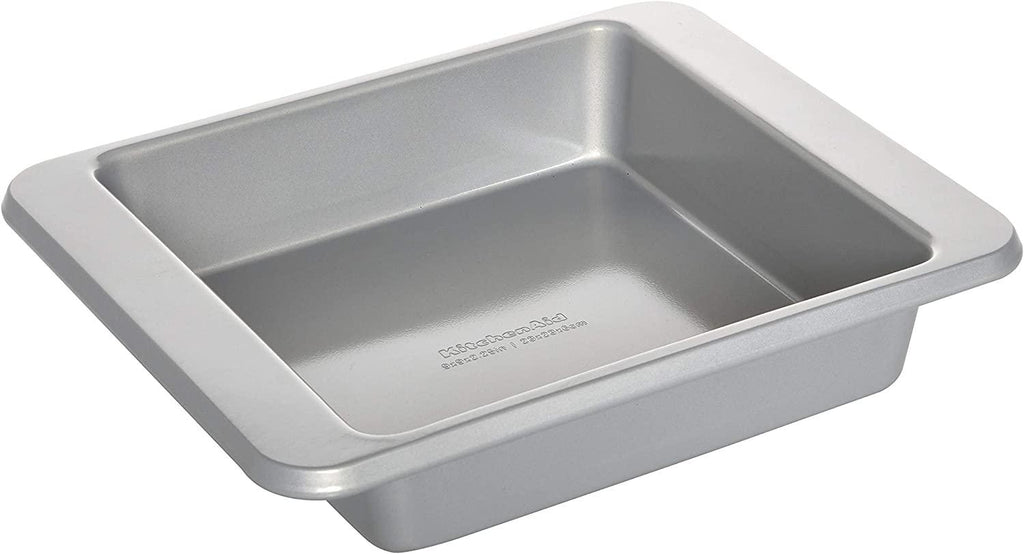 KitchenAid Nonstick Aluminized Steel Square Cake Pan, 9-Inch, Silver