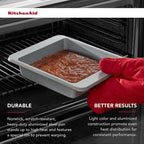 KitchenAid Nonstick Aluminized Steel Square Cake Pan, 9-Inch, Silver