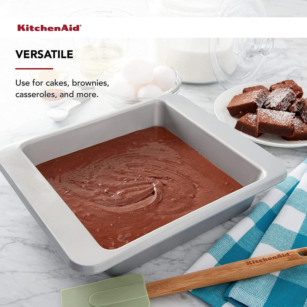 KitchenAid Nonstick Aluminized Steel Square Cake Pan, 9-Inch, Silver