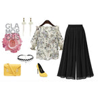 chiffon wide leg pleated style pants