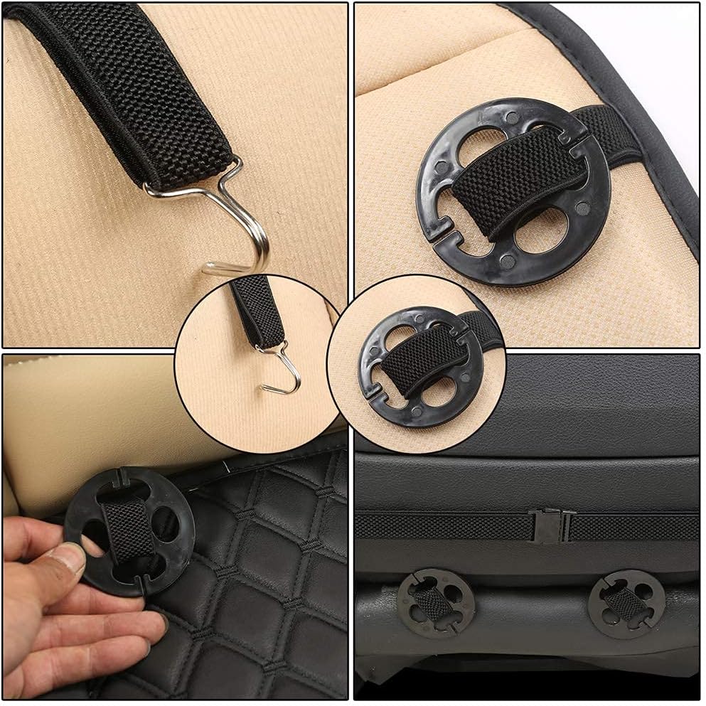 Black Panther 1 Piece PU Car Seat Cover Front Seat Protector Compatible with 90% Vehicles,Embroidery,Anti-Slip &amp; Full Wrapping Bottom W55cm*D54cm(21.65''*21.26'') (1Piece,Burgundy)