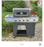 Deluxe  Steel Four-Burner Propane Gas Grill with Side Burner