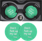 8sanlione 2 Pack Car Cup Holder Coasters, 2.75 Inch Non-Slip PVC Insert Cup Coaster, Anti-Scratch Auto Cup Mats for Women Men, Vehicle Interior Accessories for Car, SUV, Truck (D Light Green/2PCS)