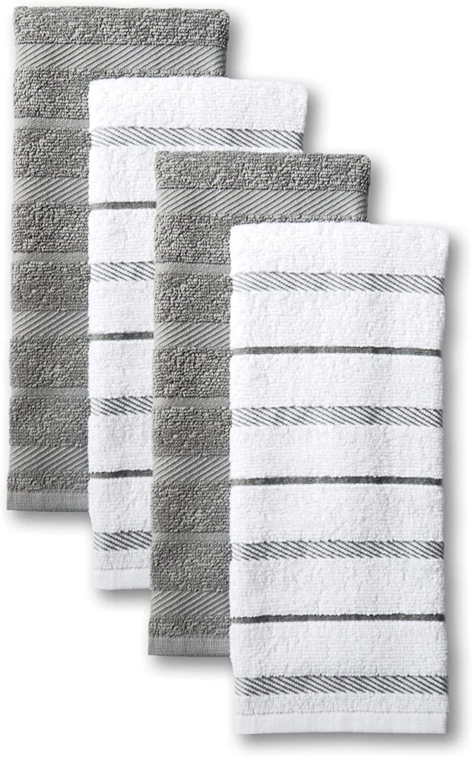 KitchenAid Albany Kitchen Towel Set, Set of 4, Grey 4 Count