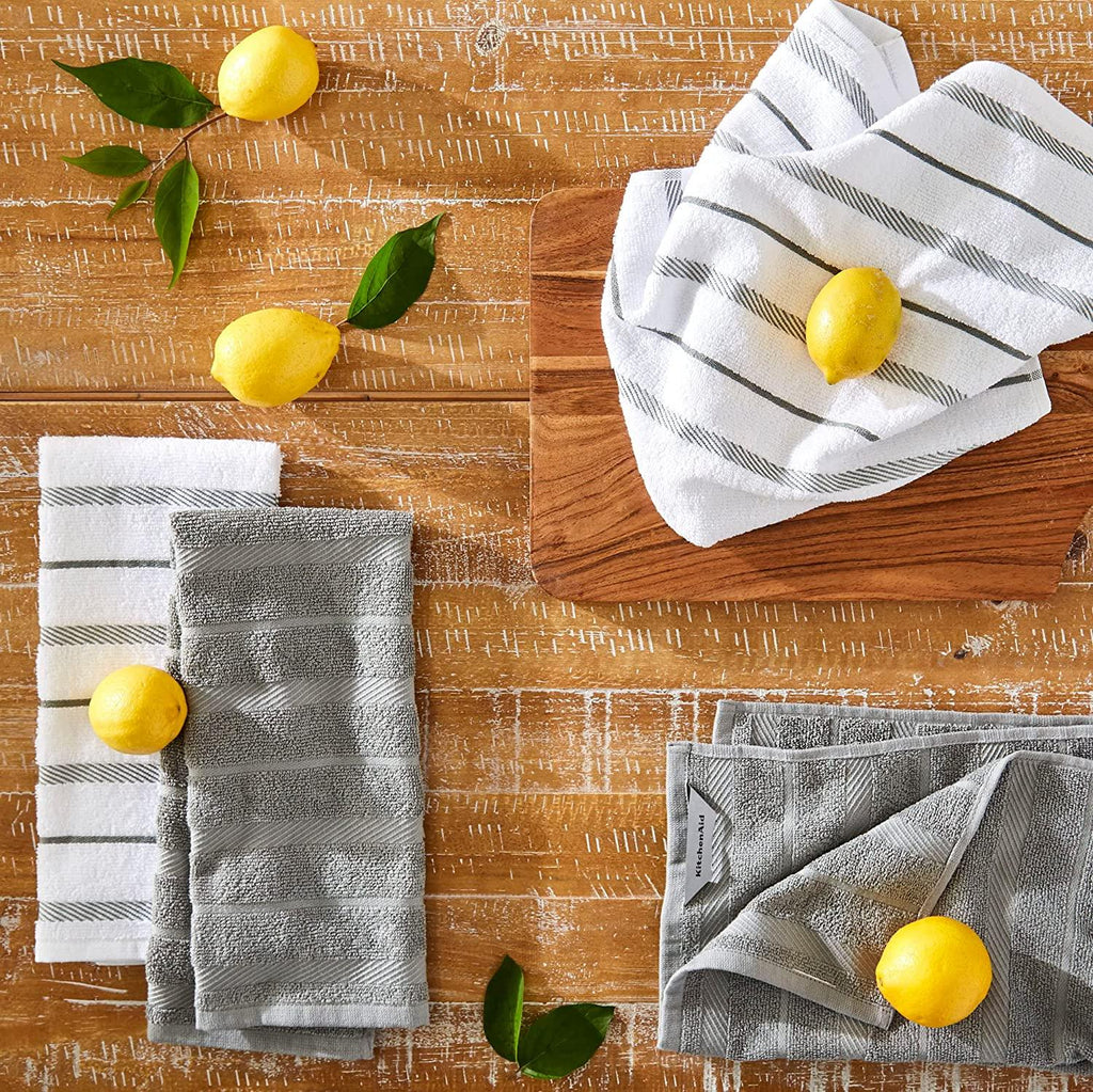 KitchenAid Albany Kitchen Towel Set, Set of 4, Grey 4 Count