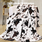 1pc Soft and Warm Cow Print Blanket - Plush Fleece Flannel Throw for All-Season Comfort - Perfect for Daughters, Adults, Students, and Teens