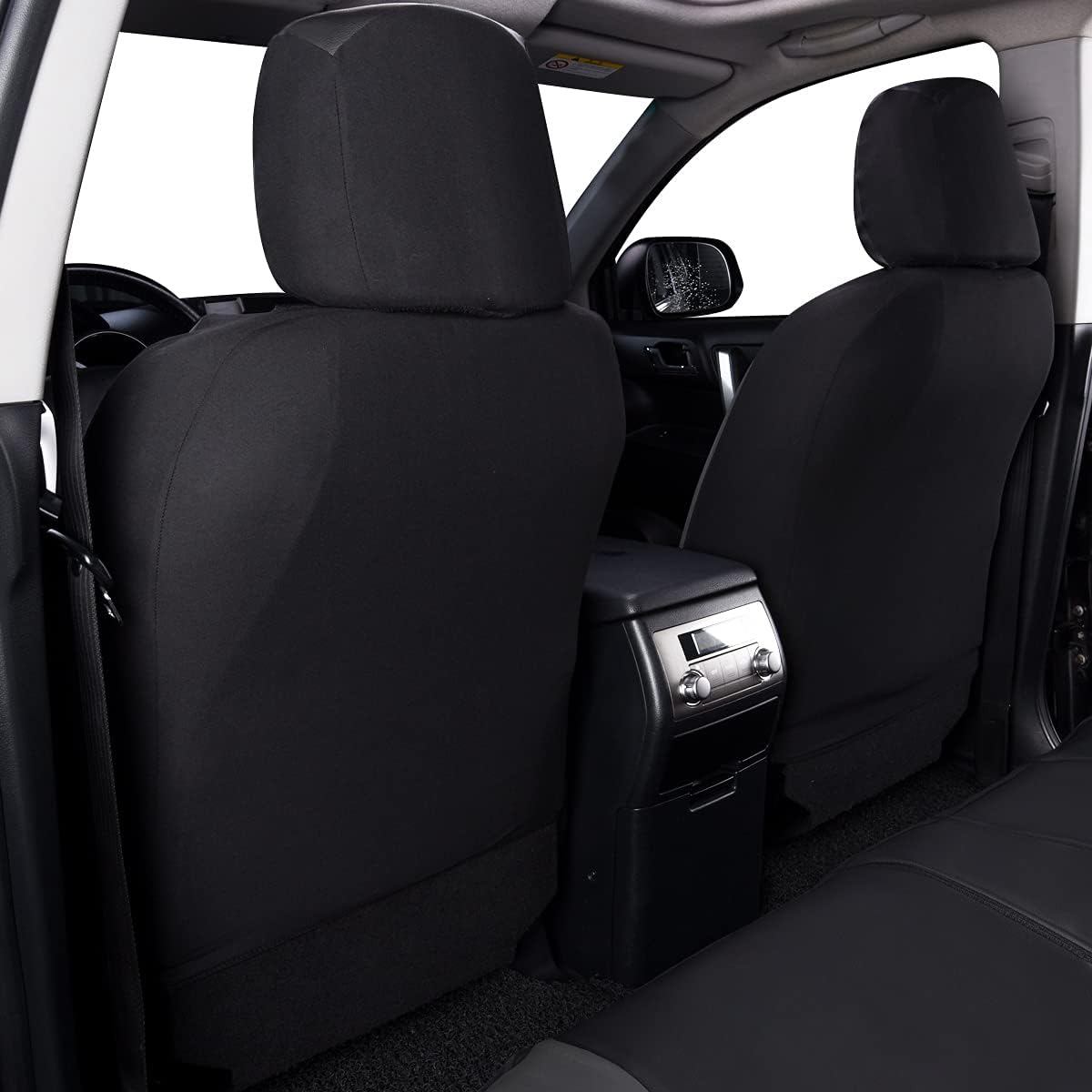Flying Banner car seat Covers Protects Water Proof Faux Leather Carbon Fiber Front and Rear Bench (Gray Black, Full Set - 9PCS)