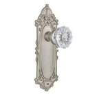 Victorian Plate 2-3/4 in. Backset Satin Nickel Privacy Bed/Bath Crystal Glass Door Knob