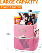 HOTOR Car Trash Can with Lid and Storage Pockets, 100% Leak-Proof Car Organizer, Waterproof Car Garbage Can, Multipurpose Trash Bin for Car - Pink