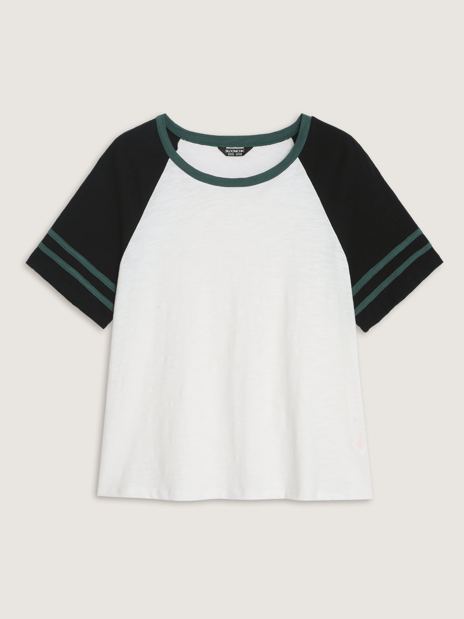 Cotton Stretchy Raglan Color Contrast Sleeve T-Shirt