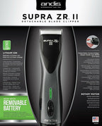 ANDIS Supra ZR II Cordless Lithium Ion Detachable Clipper Li-Ion 5 Speeds