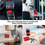 SINGARO Coin Holder for Car, Universal Car Coin Change Organizer, Car Coin Holder Compatible with Coins of Different Sizes, Car Interior Accessories, Suitable for Most Cars, Trucks(Red，2 Pack)