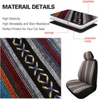 Pariitadin Baja Saddle Blanket Car Seat Covers Front Set with Seat Belt Pads, Washable Breathable Striped Woven Cloth Seat Covers for Cars, Universal Fit Most Cars, Airbag Compatible, Red