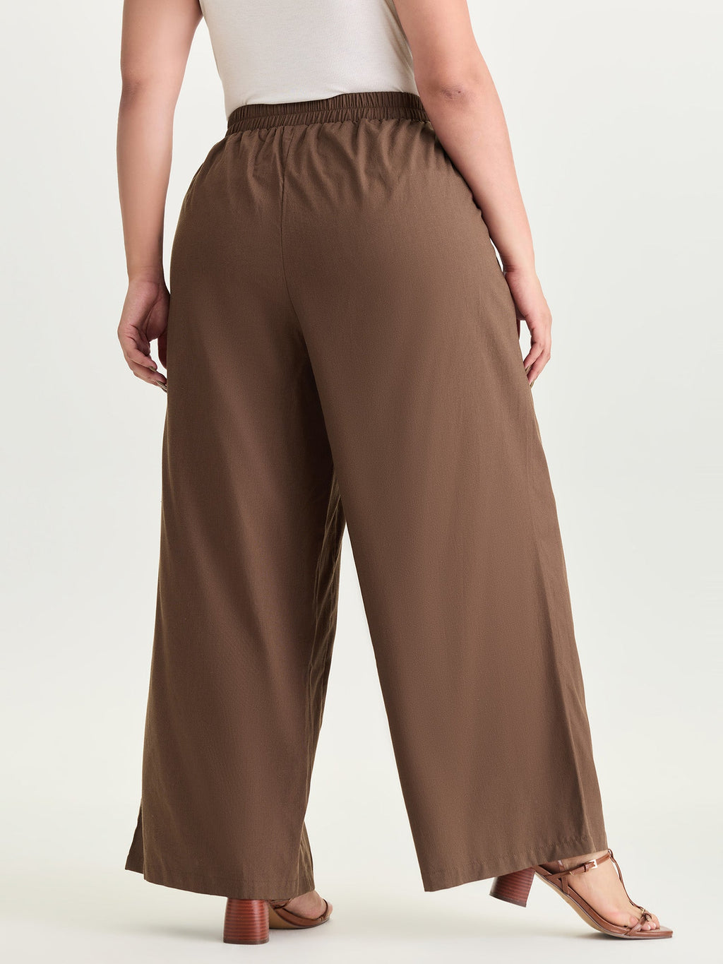 Double Buckle Waist Straight-Leg Pants