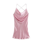 satin backless summer mini dress