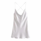 satin backless summer mini dress