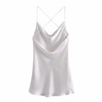 satin backless summer mini dress