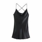 satin backless summer mini dress