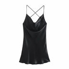 satin backless summer mini dress