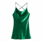 satin backless summer mini dress