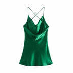 satin backless summer mini dress