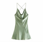 satin backless summer mini dress