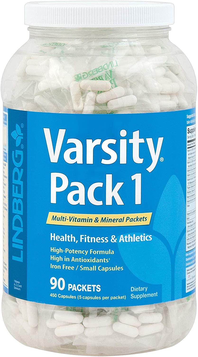 Lindberg Varsity Pack 1, 90 Multi-Vitamin and Mineral Packets with Antioxidants, Carotenoids, and More