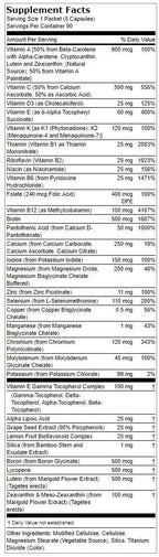 Lindberg Varsity Pack 1, 90 Multi-Vitamin and Mineral Packets with Antioxidants, Carotenoids, and More