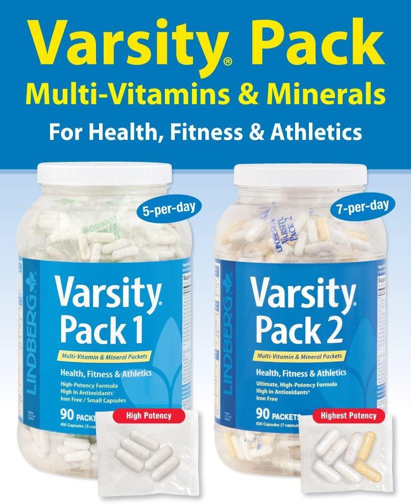 Lindberg Varsity Pack 1, 90 Multi-Vitamin and Mineral Packets with Antioxidants, Carotenoids, and More