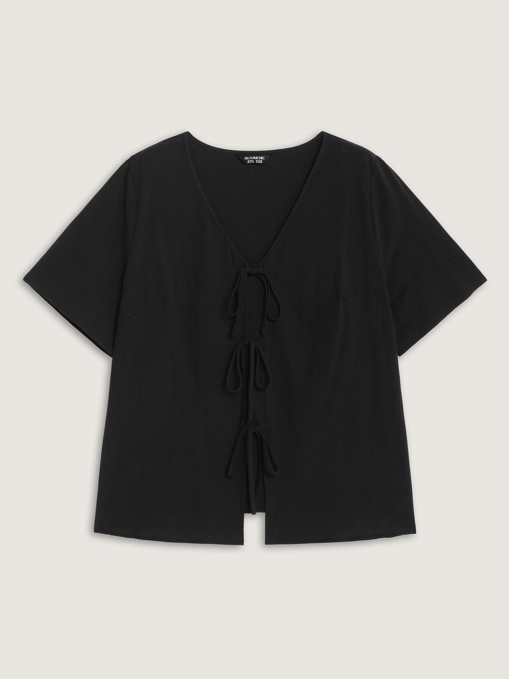 Cotton Triple Bow-Tie Front Plain Shirt